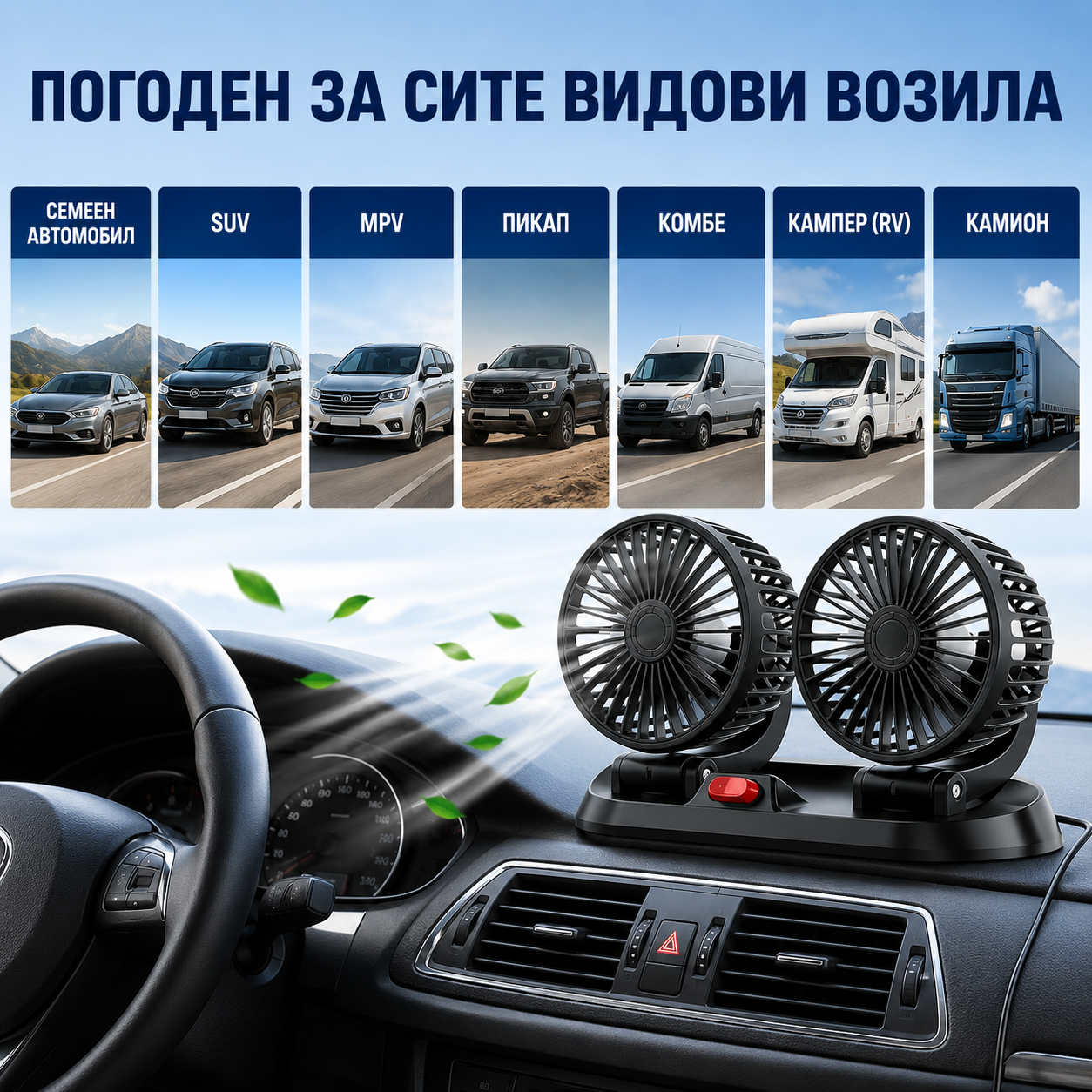 Двоен Вентилатор за Автомобил
