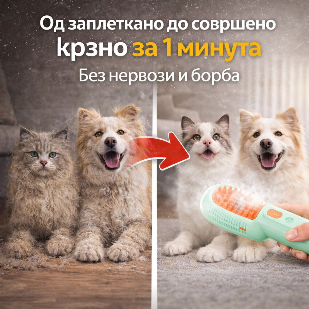 Pet Steam Brush™ -  Четка на пареа за миленици со спреј