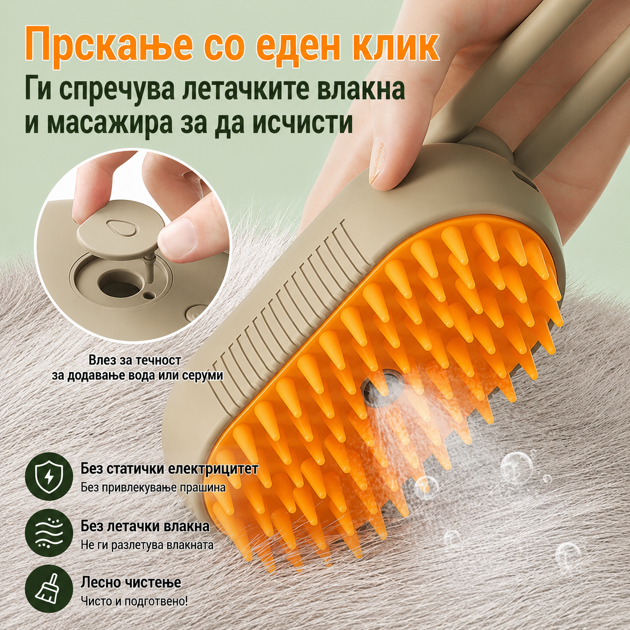 Pet Steam Brush™ -  Четка на пареа за миленици со спреј